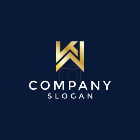 Modern and luxury initial letter KW or WK monogram logo
