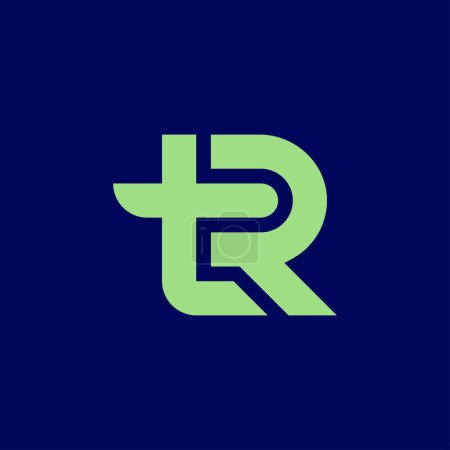 Modern and minimalist initial letter RT or TR monogram logo