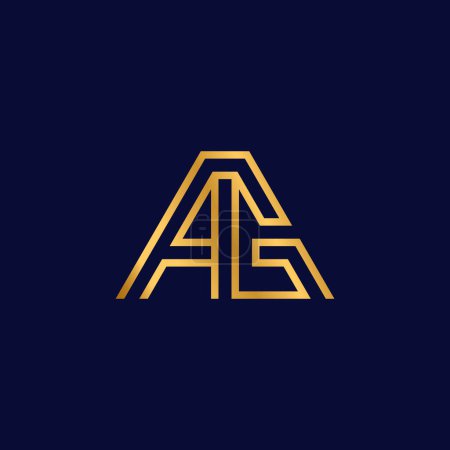 Illustration for Elegant luxury AG gold logo. - Royalty Free Image