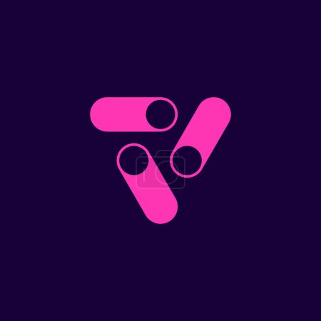 Illustration for Modern letter V circle switch button logo. - Royalty Free Image