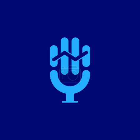 Illustration for Data statistic podcast mic logo - Royalty Free Image