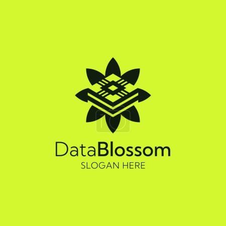 Téléchargez les illustrations : Fleur moderne données de stockage fleur floraison logo - en licence libre de droit