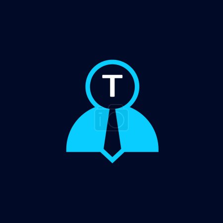 Ilustración de Logo iniciales letra T. logo para vacantes de empleo o contratación de empleados. una combinación del símbolo de la figura humana, una lupa, iniciales y un lazo. - Imagen libre de derechos