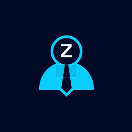 Ilustración de Logotipo iniciales letra Z. logotipo para vacantes de empleo o contratación de empleados. una combinación del símbolo de la figura humana, una lupa, iniciales y un lazo. - Imagen libre de derechos