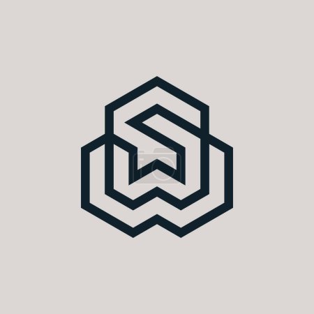 Letra inicial moderna logotipo del monograma de SW o WS