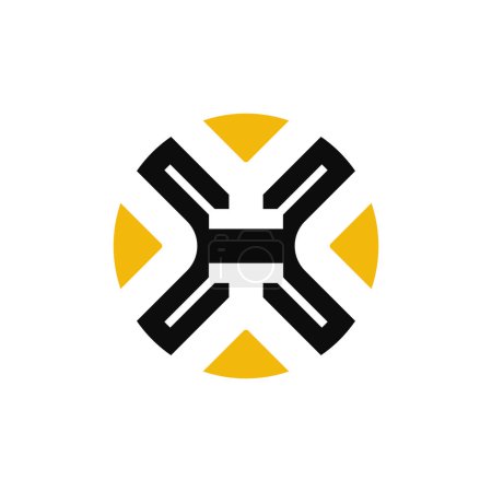 Modern abstract letter H techno futuristic logo