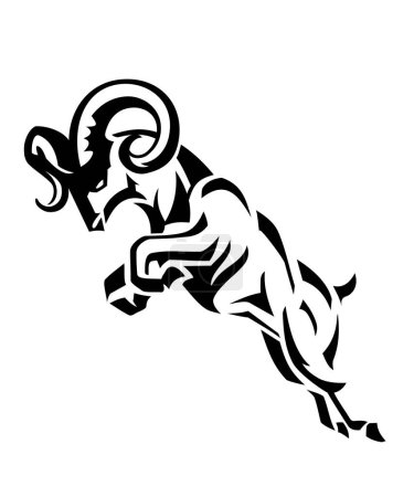Photo for Abstract Wild Ram Leaping Ink Design - Royalty Free Image