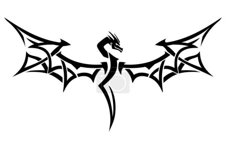 Photo for Dragon Geometric Tattoo, Black Emblem - Royalty Free Image