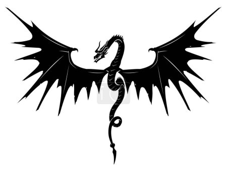 Téléchargez les illustrations : Dragon Sharp Wings, Illustration de silhouette fantastique - en licence libre de droit