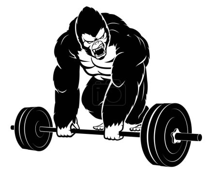 Photo for Gorilla Work Out, Barbell Lifting Illustration - Royalty Free Image