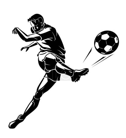 Photo for Soccer Powerful Kick, Front View Shadowed Illustration - Royalty Free Image