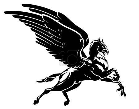Illustration for Hippogriff Flying Side View with Shadow - Royalty Free Image