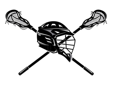 Illustration for Lacrosse Stick and Black Helmet, Sports Equipment - Royalty Free Image