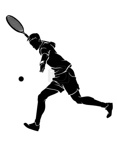 Photo for Male Tennis Player Forehand Swing, Isolated Silhouette - Royalty Free Image