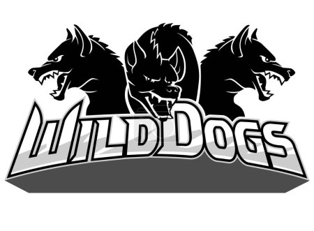 Illustration for Wild Dogs Emblem, Animal Illustration Silhouette - Royalty Free Image