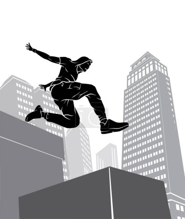 Photo for Urban Parkour Leaping on Buildings - Royalty Free Image