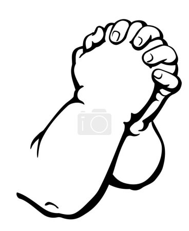 Photo for Baby Hands Praying, Line Art Illustration - Royalty Free Image