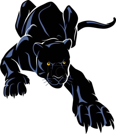 Photo for Black Panther Crouching Hunt, Large Predator Cat - Royalty Free Image