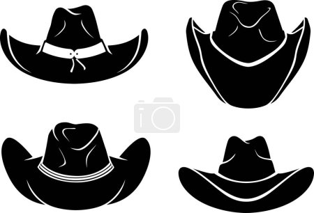Photo for Cowboy Hat Set Silhouette Illustration - Royalty Free Image