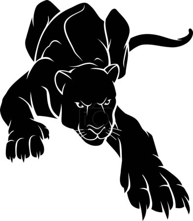 Photo for Crouching Black Panther Ink, Full Length Silhouette - Royalty Free Image