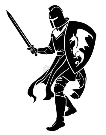 Photo for Dragon Knight, Battle Stance Silhouette - Royalty Free Image