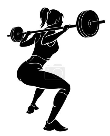 Photo for Female Barbell Lifting, Exercise Silhouette - Royalty Free Image