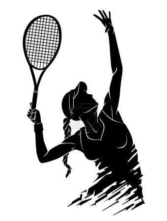 Photo for Female Lawn Tennis Sport Silhouette , Serving Position - Royalty Free Image