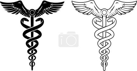 Téléchargez les illustrations : Symbole Caduceus médical dans différentes variantes - en licence libre de droit