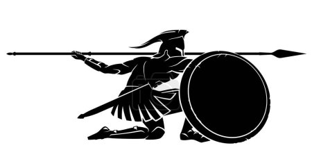 Photo for Spartan Crouching Silhouette, Side View - Royalty Free Image