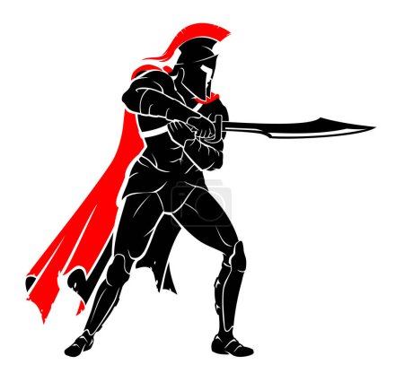 Photo for Spartan Sword Thrust, Fight Scene Silhouette - Royalty Free Image