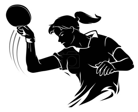 Illustration for Table Tennis Female Athlete, Powerful Drive - Royalty Free Image
