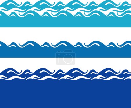Photo for Wave Pattern Set, Blue Abstract Shape, Expandable Horizontally - Royalty Free Image
