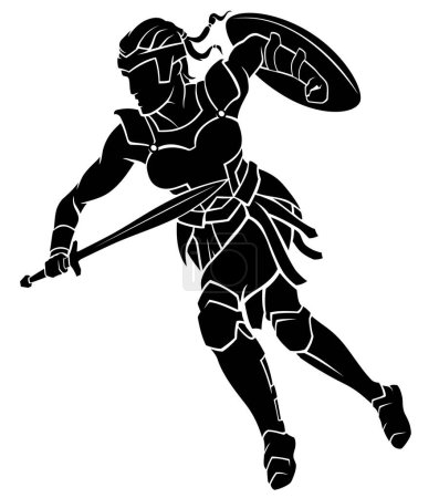 Photo for Amazon Female Warrior Attack Silhouette - Royalty Free Image