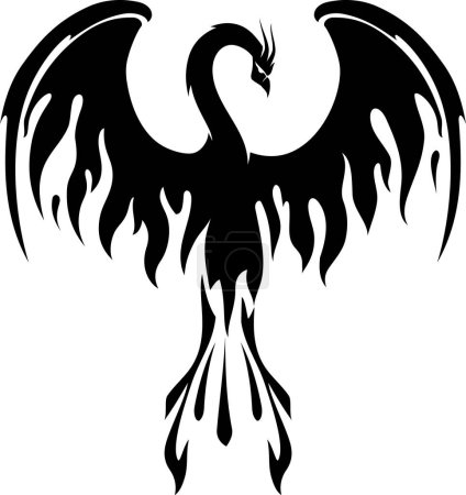 Téléchargez les illustrations : Phoenix, emblème mythique de silhouette de flamme d'oiseau - en licence libre de droit