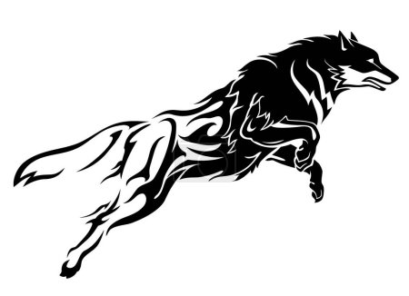 Dire Wolf Leaping Abstract Flame Body, Side View