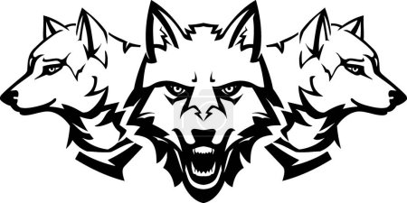 Photo for White Wolfpack Line Art Design - Royalty Free Image