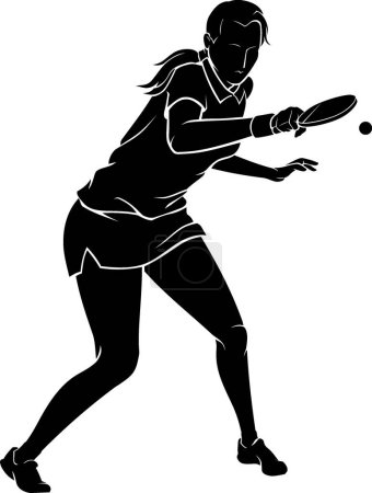 Illustration for Women's Table Tennis, Active Female Sports - Royalty Free Image