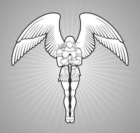 Téléchargez les illustrations : Méditation de l'archange blanc, illustration vectorielle - en licence libre de droit