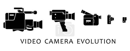 Illustration for Video Camera Evolution Silhouette Side View - Royalty Free Image