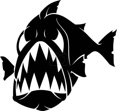 Illustration for Piranha Sharp Tooth Front Silhouette - Royalty Free Image