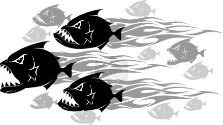 Illustration for Piranha Feeding Frenzy, vector background - Royalty Free Image