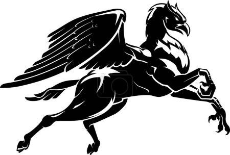 Illustration for Hippogriff Flying Side View with Shadow - Royalty Free Image