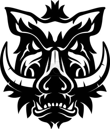 Photo for Wild Boar Head Tattoo Shadowed Illustration - Royalty Free Image