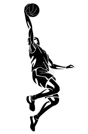Téléchargez les illustrations : Basketball Lay up abstrait art ombragé - en licence libre de droit