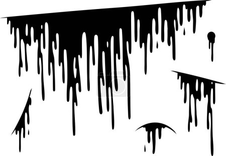 Illustration for Black Paint or Blood Drip Silhouette Cut Set - Royalty Free Image