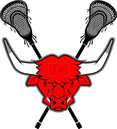 Bull Mascot Lacrosse Sport Badge Logo