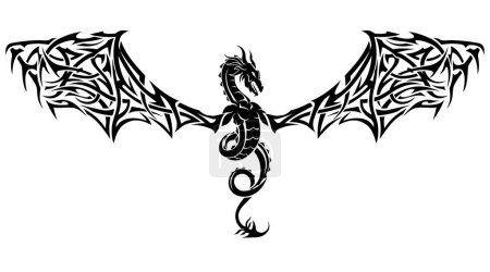Ilustración de Dragón cresta tatuaje alas - Imagen libre de derechos