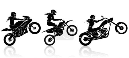 Téléchargez les illustrations : Moto Extreme Femme Rider - en licence libre de droit