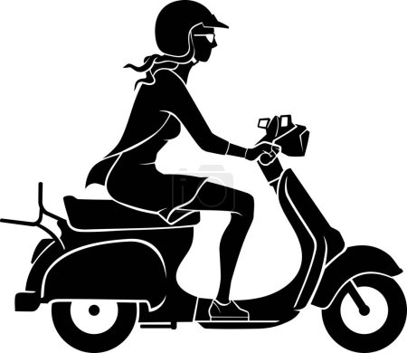 Photo for Female on Scooter Bike, Active Outdoor Silhouette - Royalty Free Image