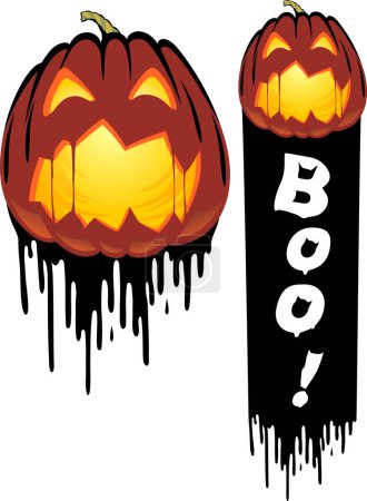 Téléchargez les illustrations : Halloween Spooky décor de bannière goutte à goutte - en licence libre de droit